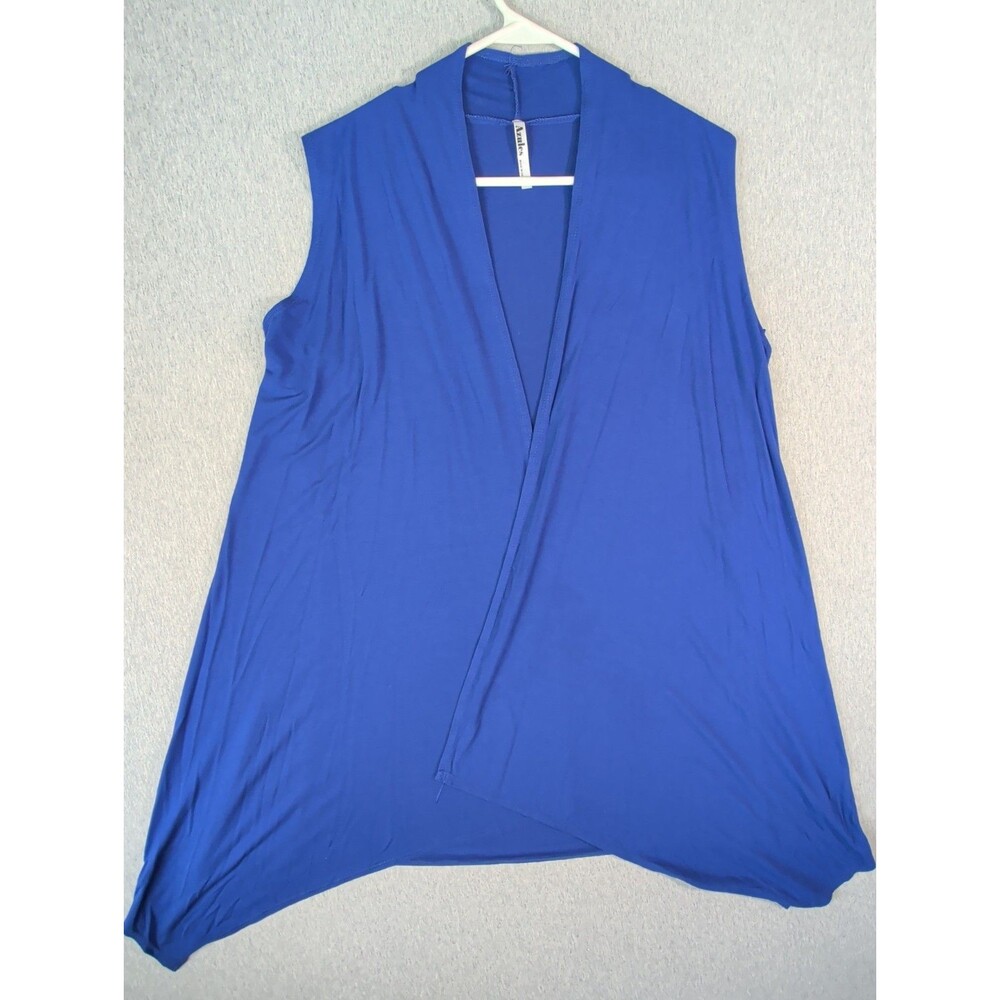 Azules Blue Fly Away Open Front Stretch Sleeveless Vest Womens Size L